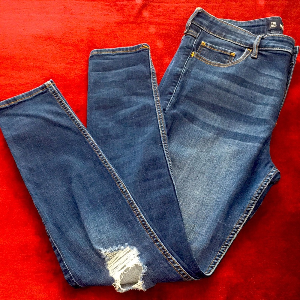 High rise super skinny ripped jeans